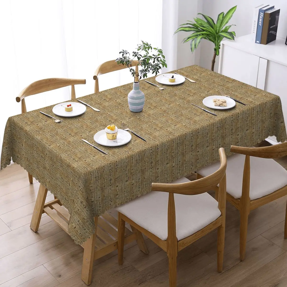 Egyptian Hieroglyphs And Deities Customized Rectangular Tablecloth Oilproof Table Cover for Festival Party Table Cloth