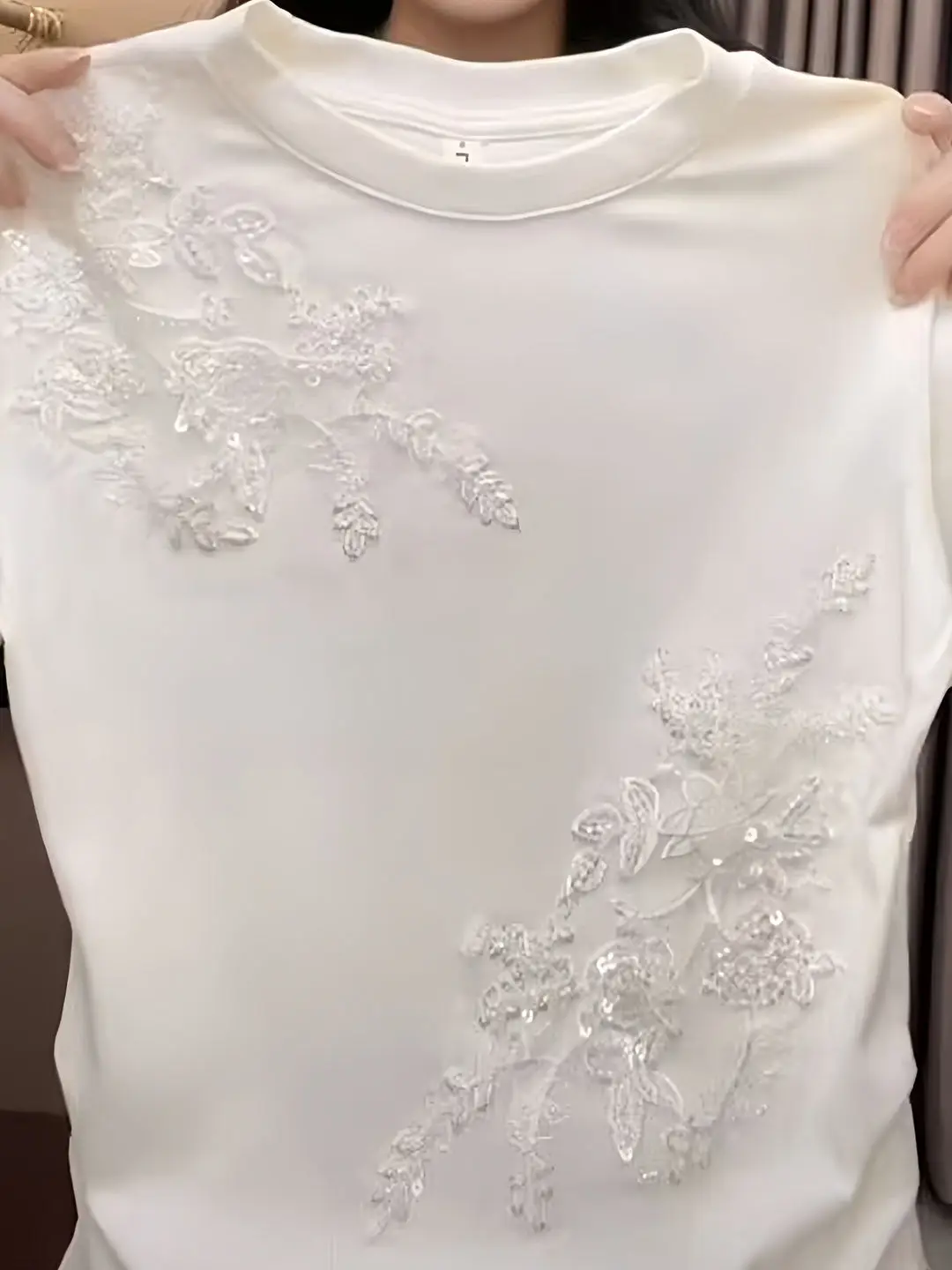 

High-End Korean Style Short Sleeve T-Shirt Glittering Loose Slimming Top for plus Size Women Breathable Casual Wear