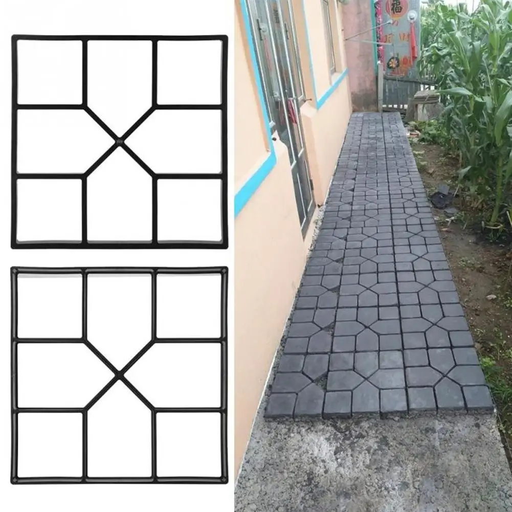 Garden Pavement Mold Courtyard Walkway Path Concrete DIY Paving Cement Road Mold DIY Plastic Garden Home Corridor Tool 40x40cm