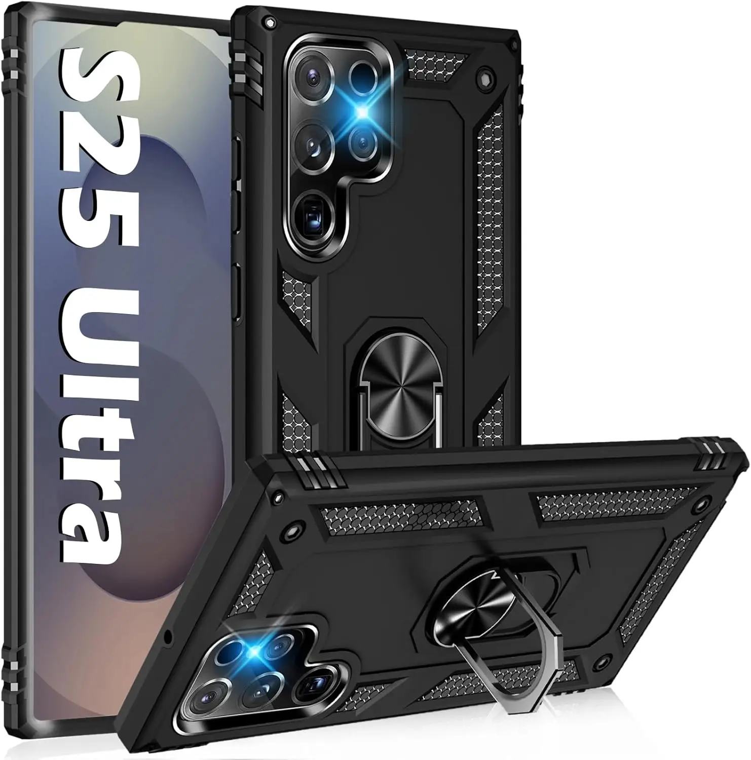 Heavy Duty Armor Case For Samsung Galaxy S26 S25 S24 S23 S22 Ultra Plus 5G with Magnetic Metal Ring Kickstand Shockproof Cover