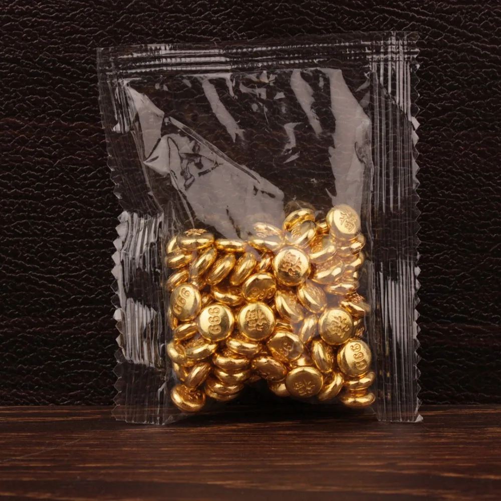 100PCS Gold Mini Gold Dollars Attract Wealth Luck Charms Miniature Gold Ingots Gold Melon Seeds Handicrafts