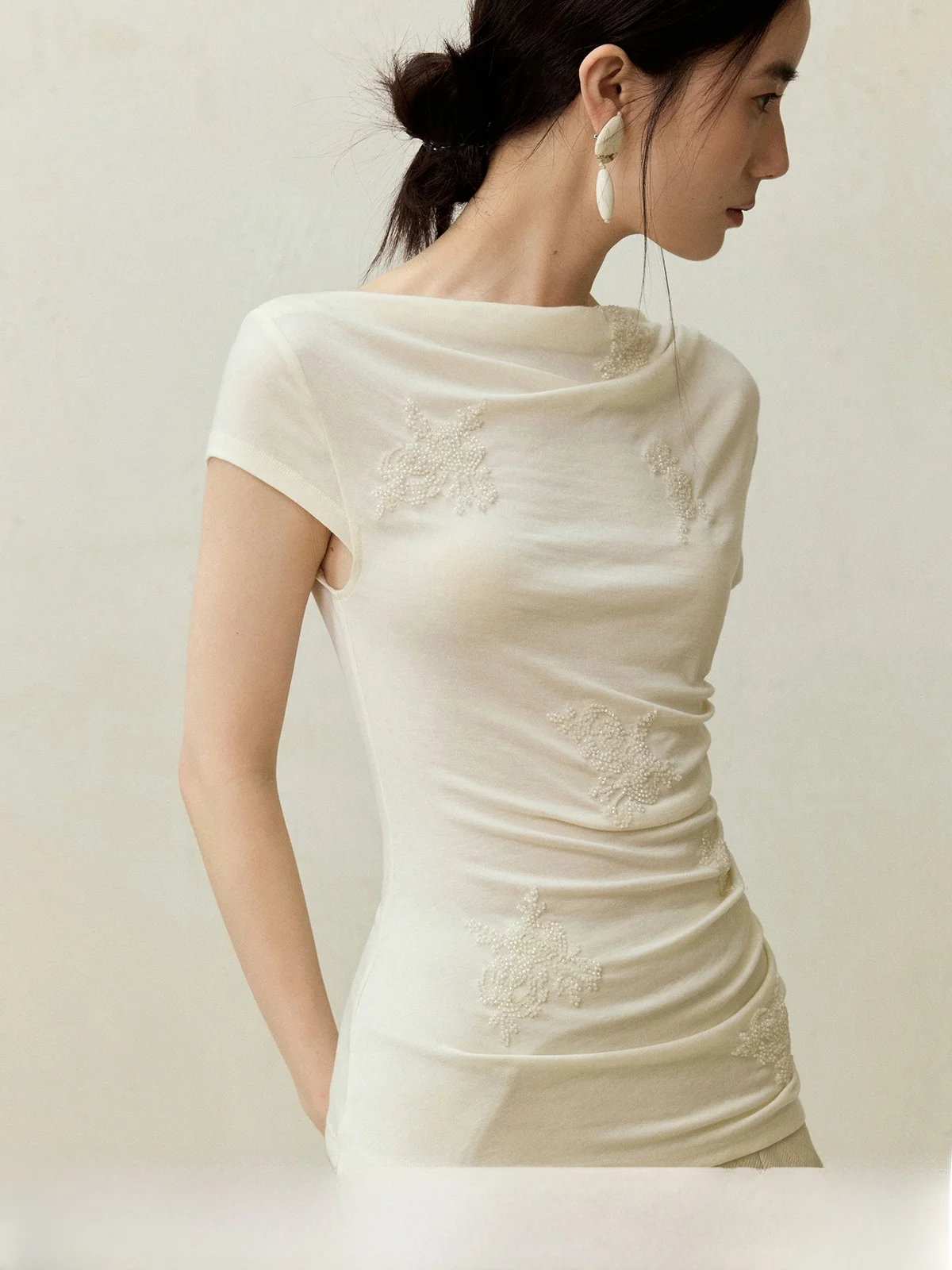 

Футболка MURMURMI 25SS ort Sve с вышивкой, плиссированный повседневный летний топ, женский модный дышащий удобный стандартный крой