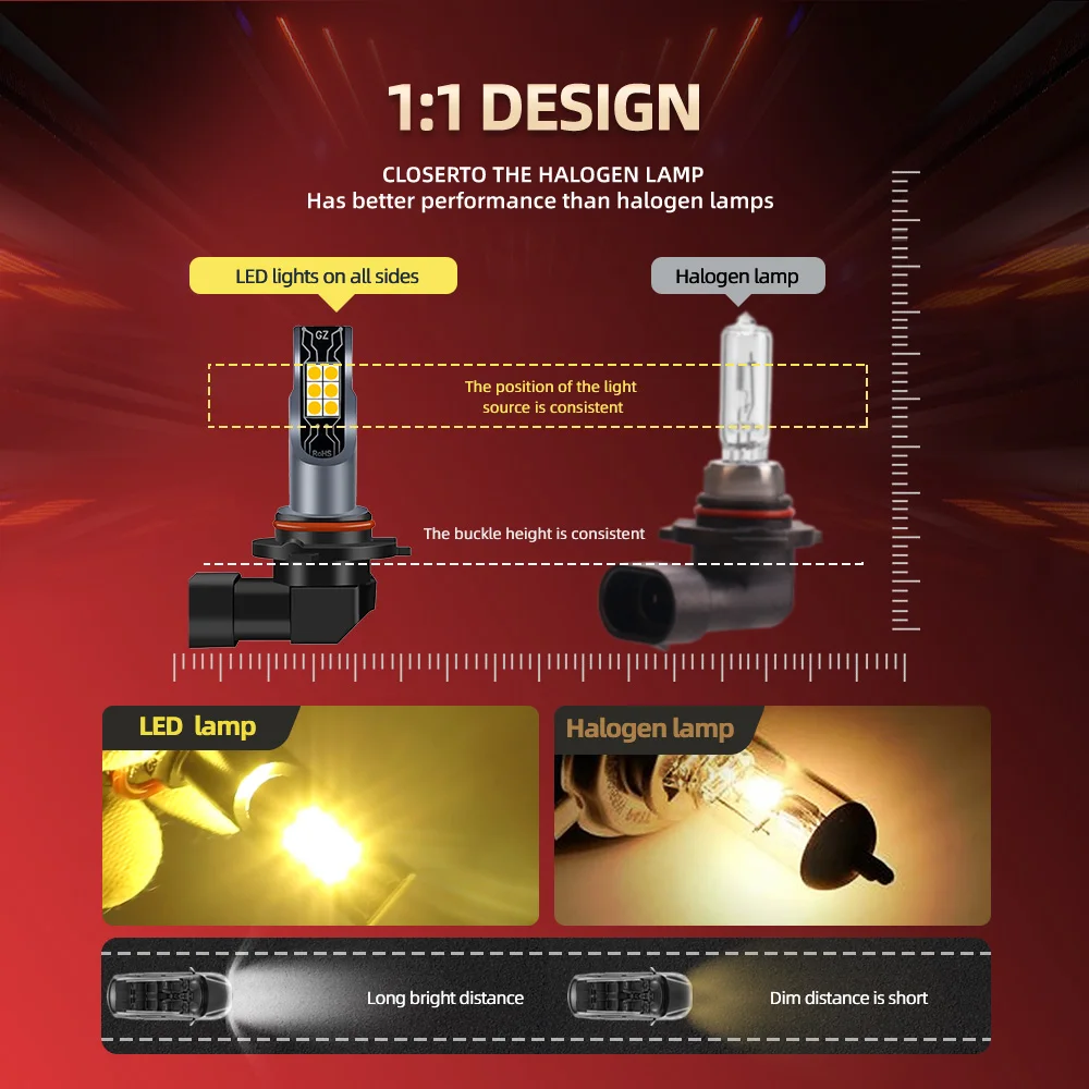 2x LED Fog Light Bulbs 3000K Yellow For VW POLO 5 V Cross POLO (6R_) Hatchback 2010 2011 2012 2013 2014 2015 2016 2017 2018-2022 view 2