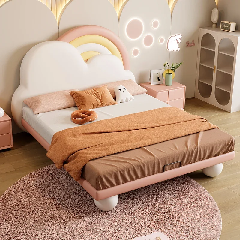 Design Princess Luxury Double Bed Kids Modern Girls Boys Single Children Beds Loft Queen Lit De Chambre A Coucher Home Furniture