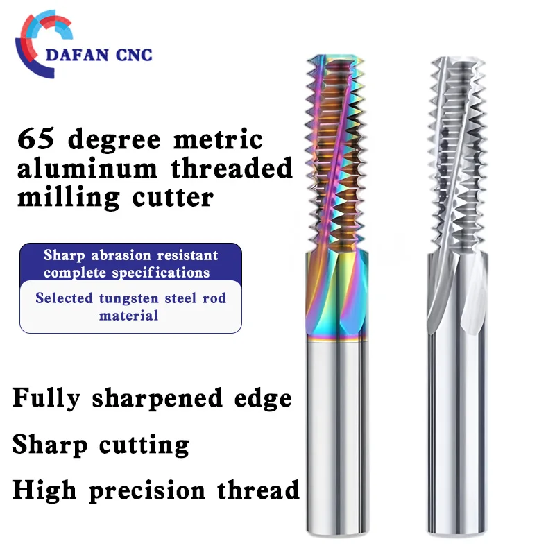 

65° Rainbow Aluminum Thread Milling Cutter for Machining Centers Metric Extended Alloy Thread Milling Tool