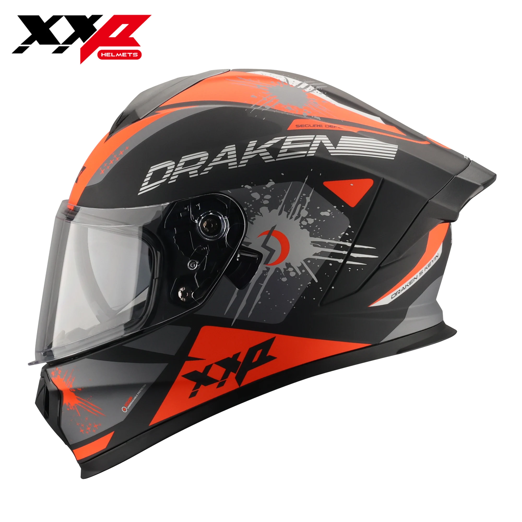 Motorcycle Helmets Xxp Draken S Full Face Dual Visors Motocross Helmet Matt Black Orange Abs Shell Quick Release New Arrival