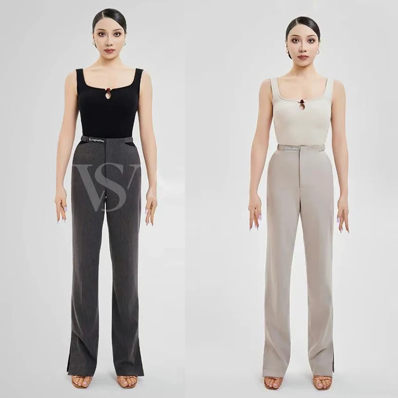 

Female Ballroom Dance Competition Costume Adults Samba Latin Dance Clothing Women Sleeveless Top Modern Dancing Pants SL13123