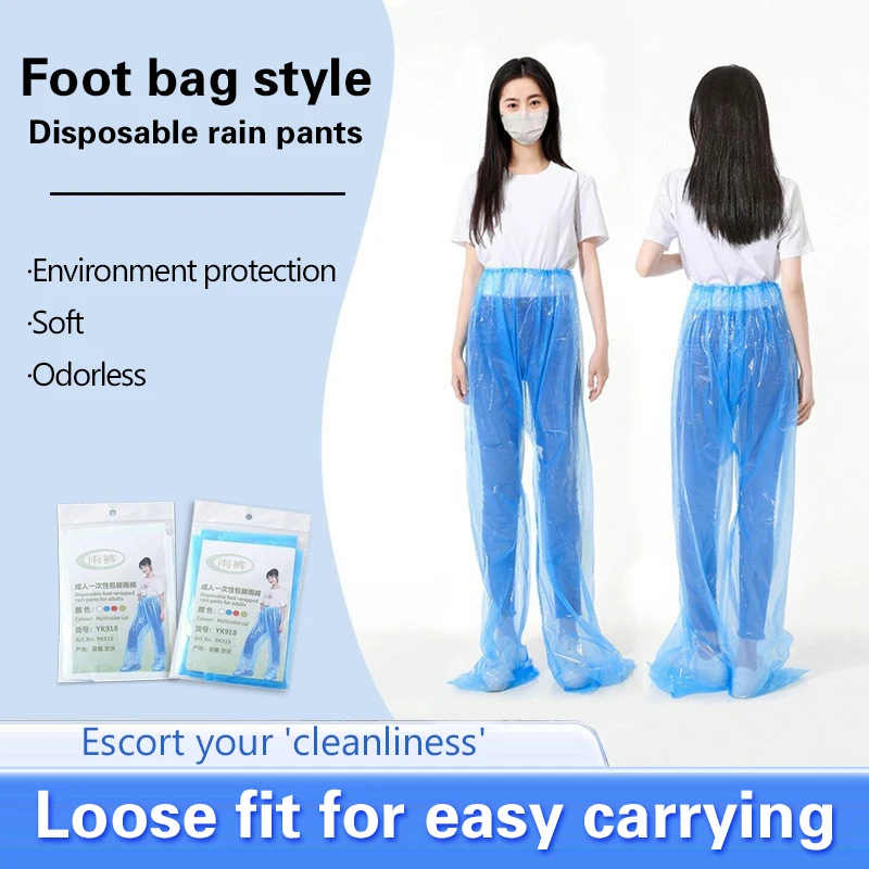 1Pc Outdoor Camping Disposable Rain Pants Thickened Pack Foot Drift Waterproof Split Set Tourism Clear Raincoat Rainsuit