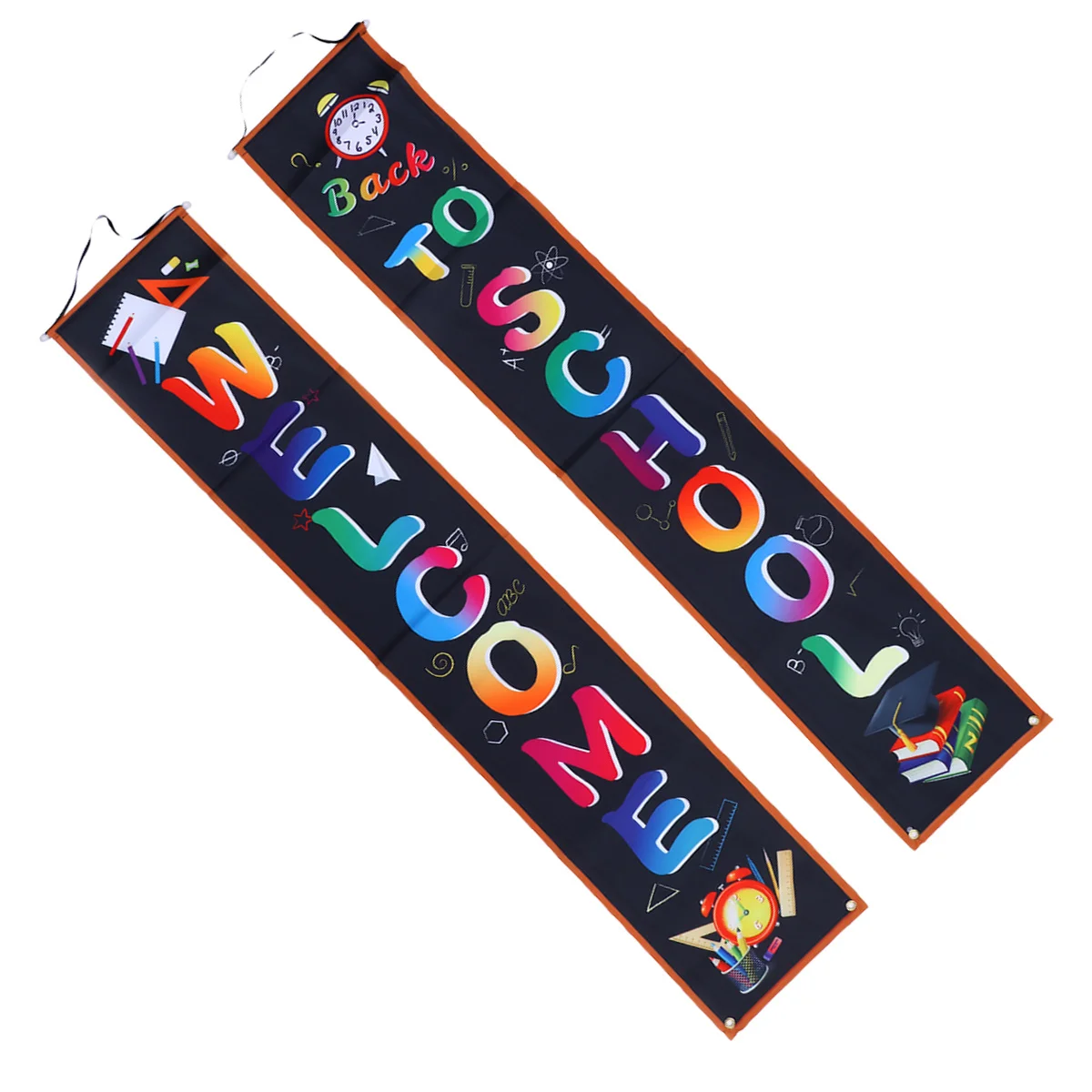 

1Pair Welcome Couplet Banner Oxford Cloth Back to School Door Wall Hanging Classroom Decoration Party Flag