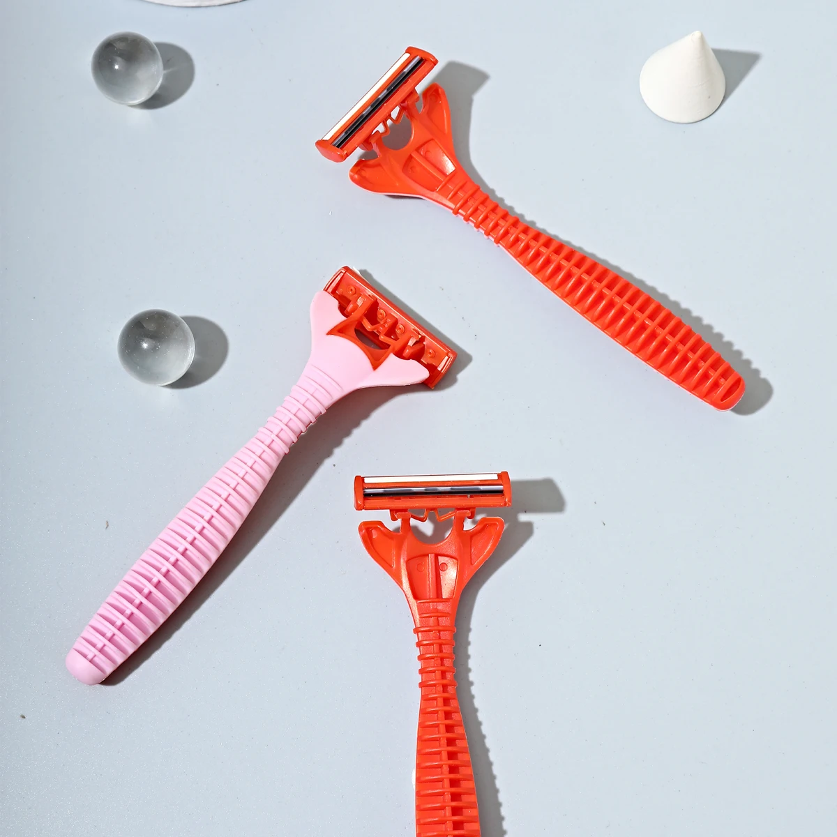 3PCS/Set 3Blades Manual Razor for Women Plastic Rubber Handle Leg Arm Face Down Bikini Hair Shaving Remove Tool 4 Color Choices