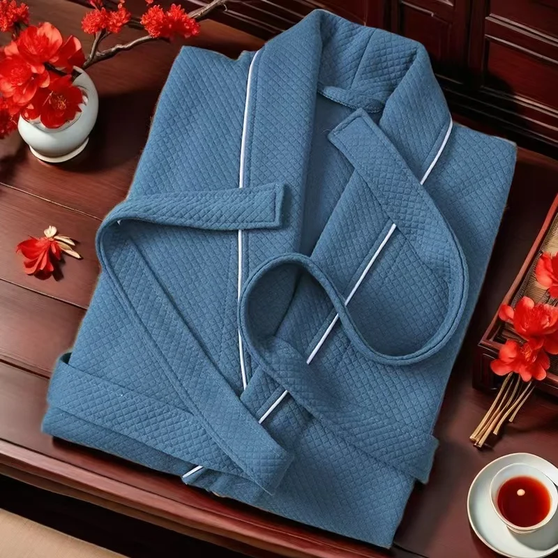 Pajama men's spring and autumn silk thin style oversized pajamas long sleeved bathrobes ice silk bathrobes home clothing summer