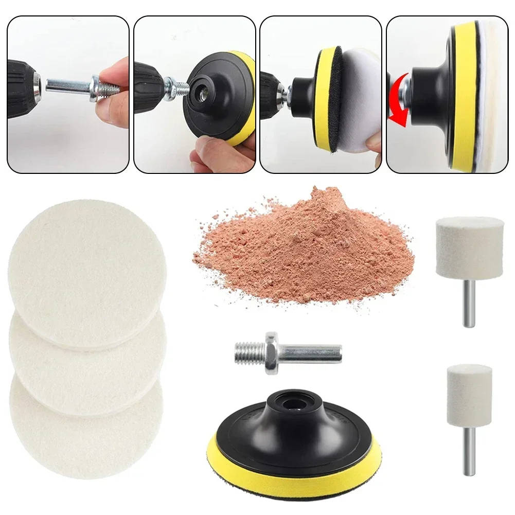 8pcs Polishing Kit Car Windshield Glass Scratch Remover Cerium Oxide Powder Glass Polishing Kit Auto Accessories