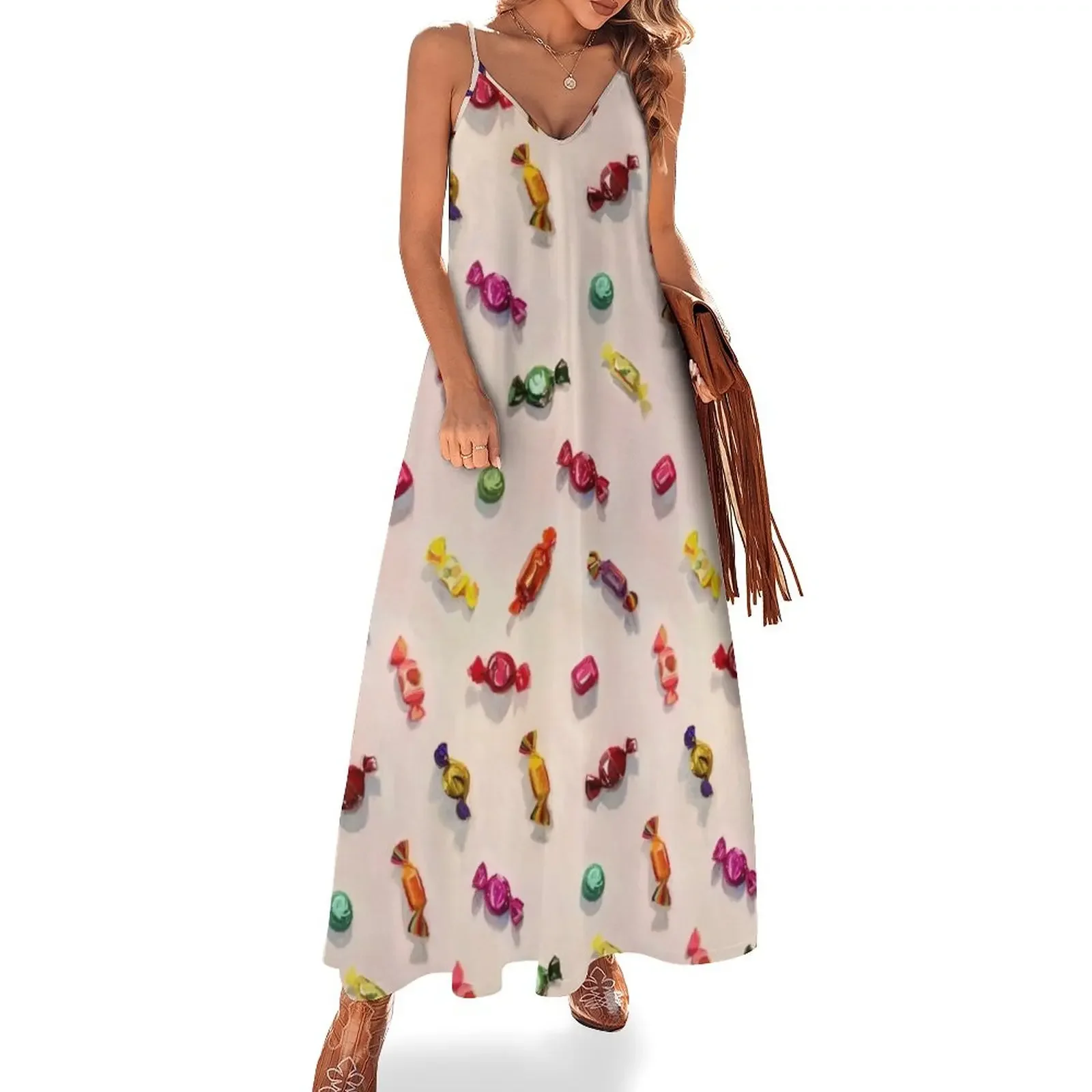 

Sweet Candy Painted Pattern Sleeveless Dress womans clothing women's luxury party dress prom dresses Elegant gowns