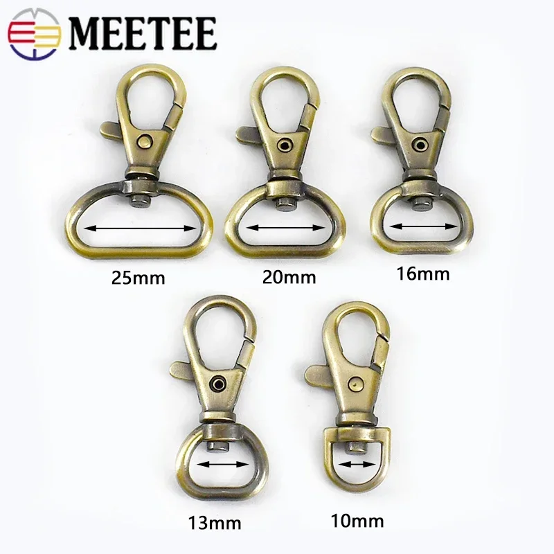 10/30pcs Meetee 13/16/20/25mm Bag Strap Buckle Metal Lobster Clasp Handbag Keychain Swivel Trigger Clips Snap Hook DIY Accessory