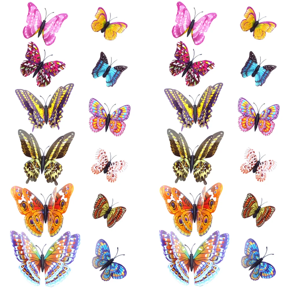 

24 Pcs Flying Butterfly Centerpieces for Tables Plastic Removable Mural