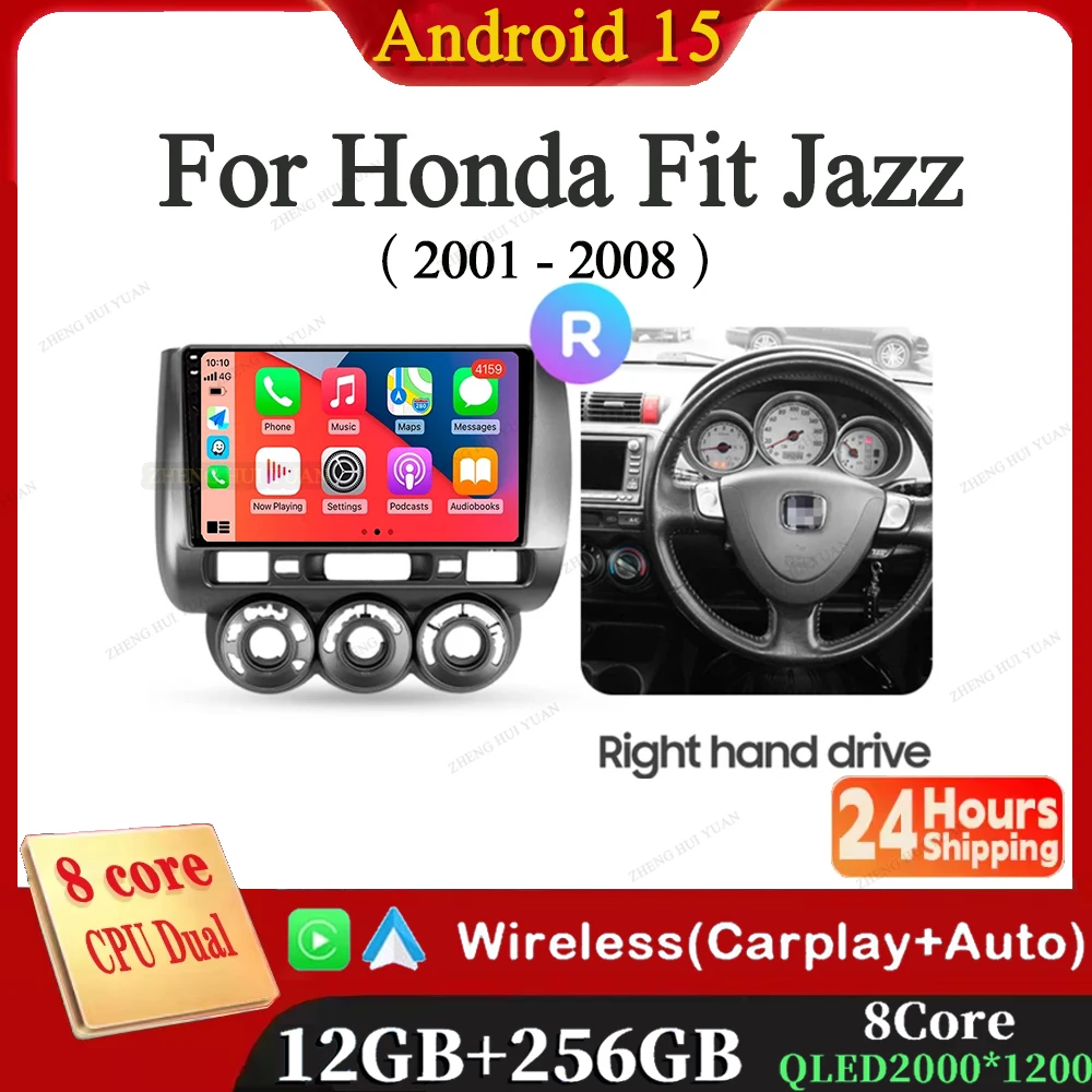 

Для Honda Fit GD 2001-2008 Jazz GD Автомобильный радиоприемник с правым рулем Мультимедийный видеоплеер Навигационный стерео GPS Android 15 Без 2din
