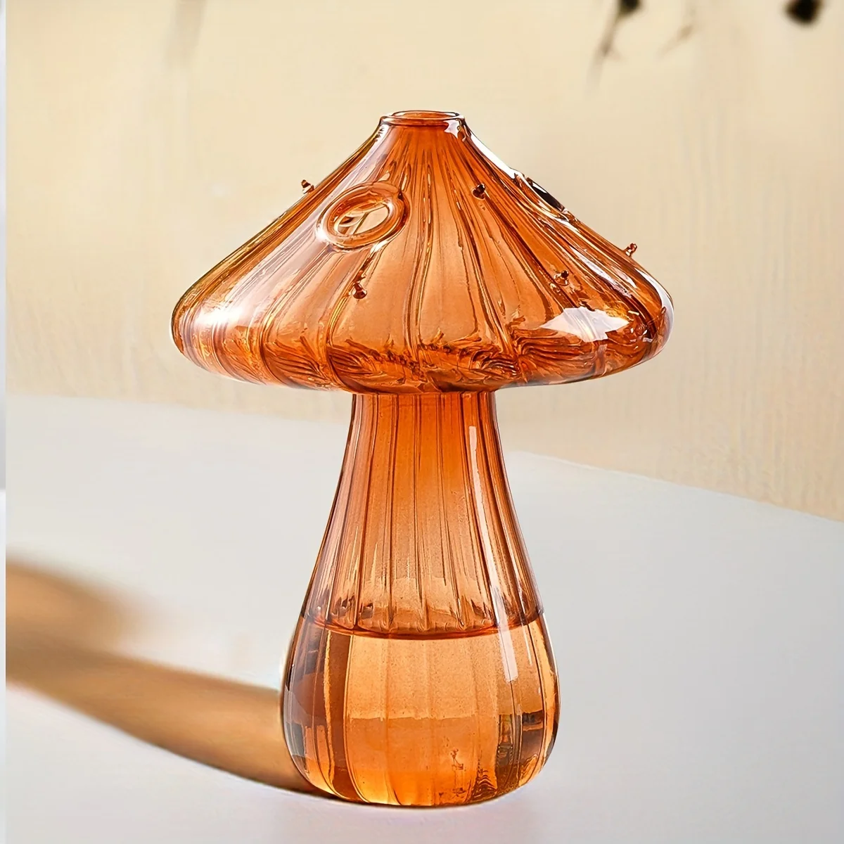 Transparent Glass Mushroom Vase - Hydroponic Planter for Home & Garden, Cute Round Pot Summer Plants Battery-Free image 3