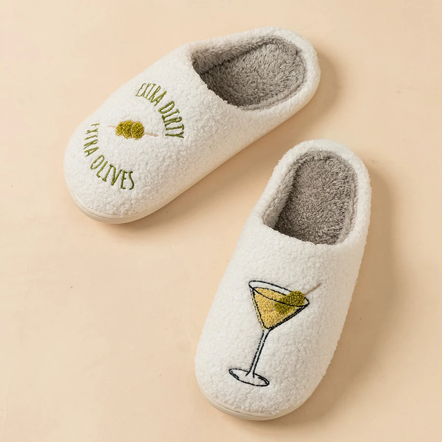 Fashion Cute Cup Pattern Women's Winter Slippers Indoor Warm Soft Sole Comfortable Bedroom Casual Couple Home Shoes image 6