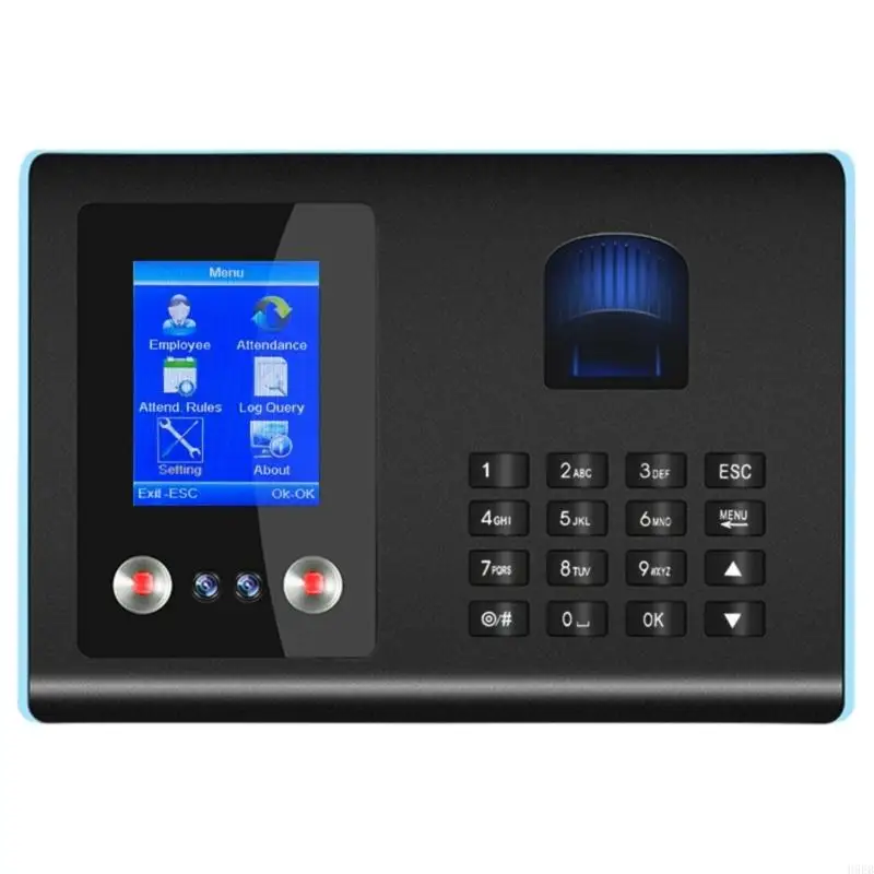 H9EB US Standard Face Biometric Fingerprint Employee Attendance Machine Time Clock Recorder 2.8in Screen Quick Recognition