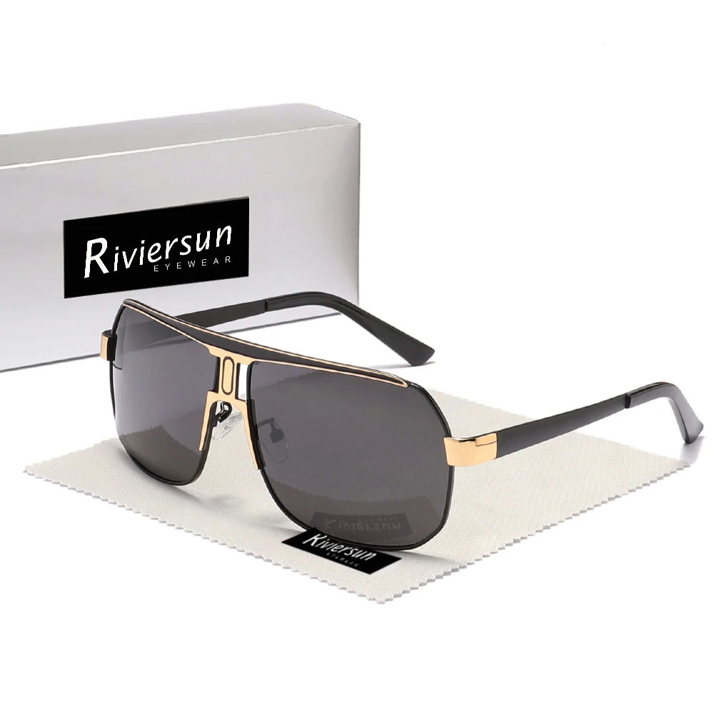 Trendige Klassische Polarisierte Sonnenbrille mit Übergroßem Quadratischem Rahmen aus Legierung für Damen und Herren, Outdoor-Brillenmode