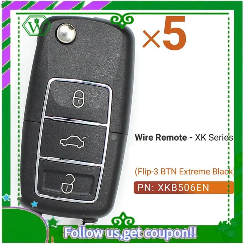 

AC34-Xhorse XKB506EN Universal Wire Remote Key Car Remote Smart Key Fob 3 Buttons For VW B5 Type For VVDI Key Tool 5Pcs/Lot