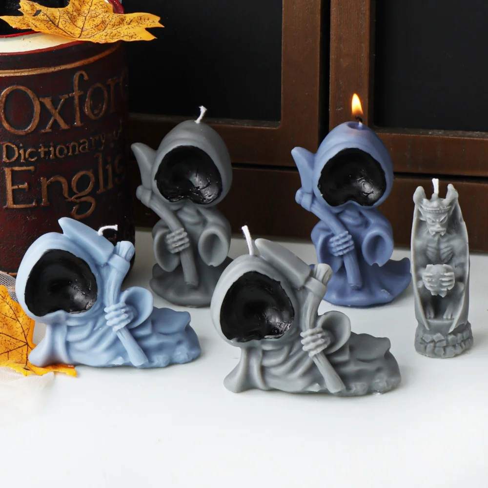 Axt Reaper Teufel Fledermaus Silikon Kerzenform Grade Harz Gießen Statue Werkzeug für gruselige Halloween Home Decor Panik Atmosphäre
