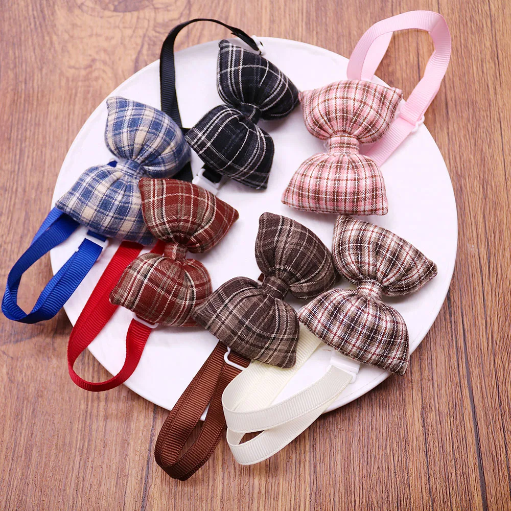 100/50PCS Plaid Dog Bowties Adjustable Pet Dog Bow Ties Collars Classical Puppy Neckties Fashion Pet Products For Dogs and Cats