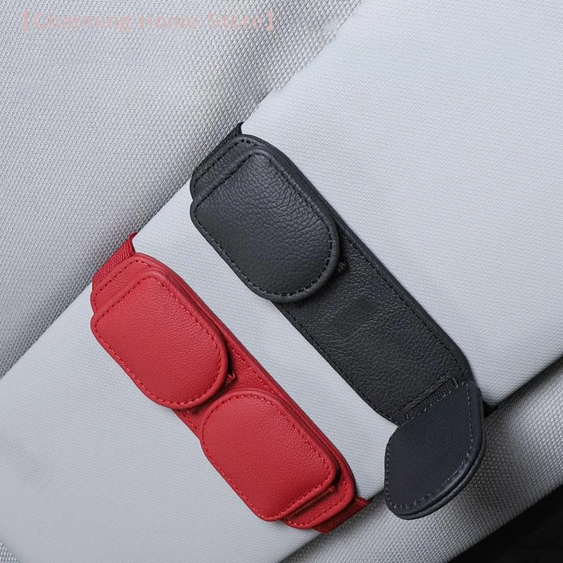 【M】Sunglasses Holder For Car Visor, Magnetic Leather Sunglass Eyeglass Hanger Clip For Car Sun Visor Accessories