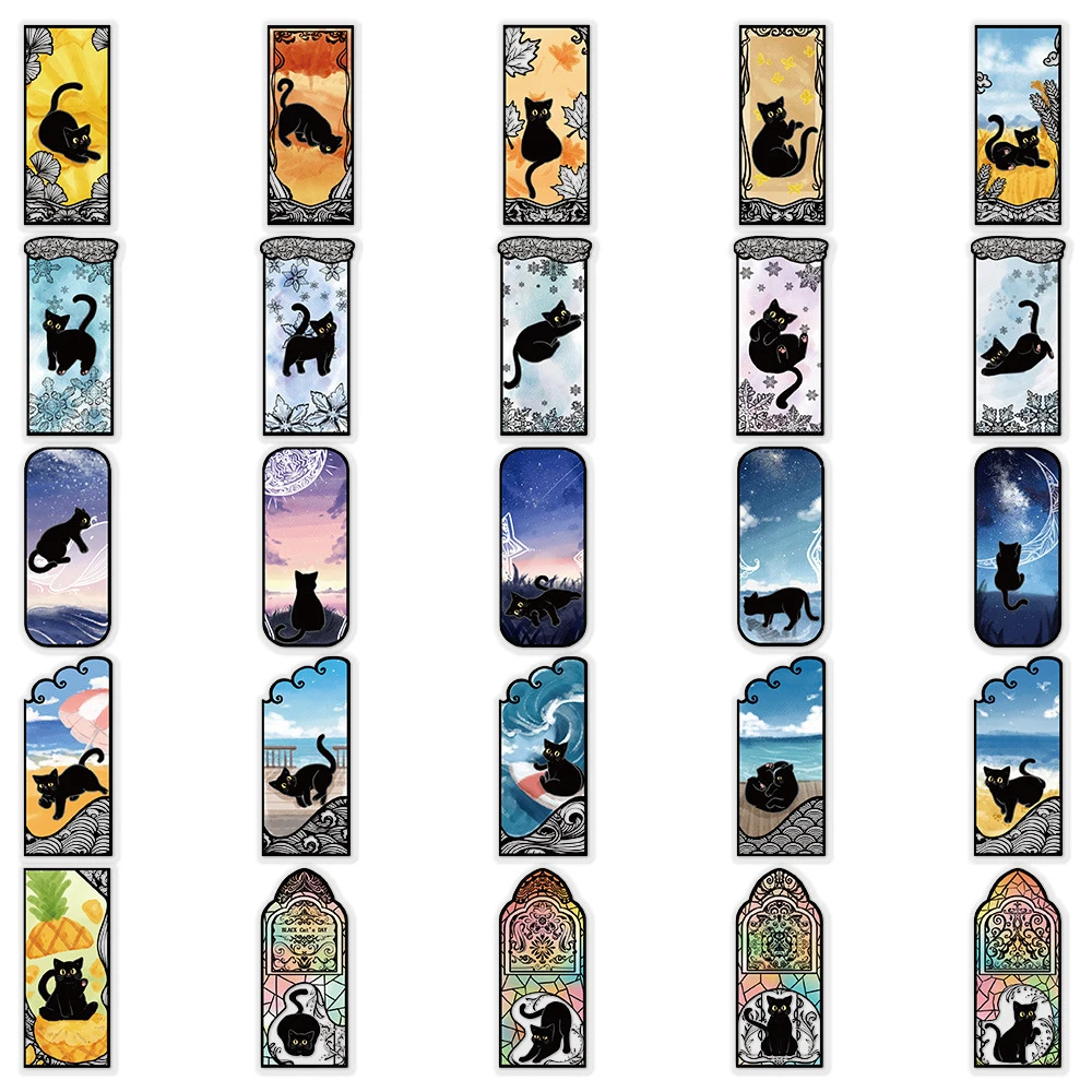 10/30/50 Uds. Pegatinas transparentes de gato negro, calcomanías de grafiti creativas de dibujos animados, cuaderno DIY, teléfono, equipaje, paquete de pegatinas Kawaii