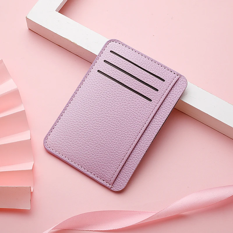 1Pc Neue Ultra-dünne Weiche Brieftasche PU Leder Mini Kreditkarte Brieftasche Candy Farbe Bank Kreditkarte Box Weiblich männlich Visitenkarte Set – Detail 7
