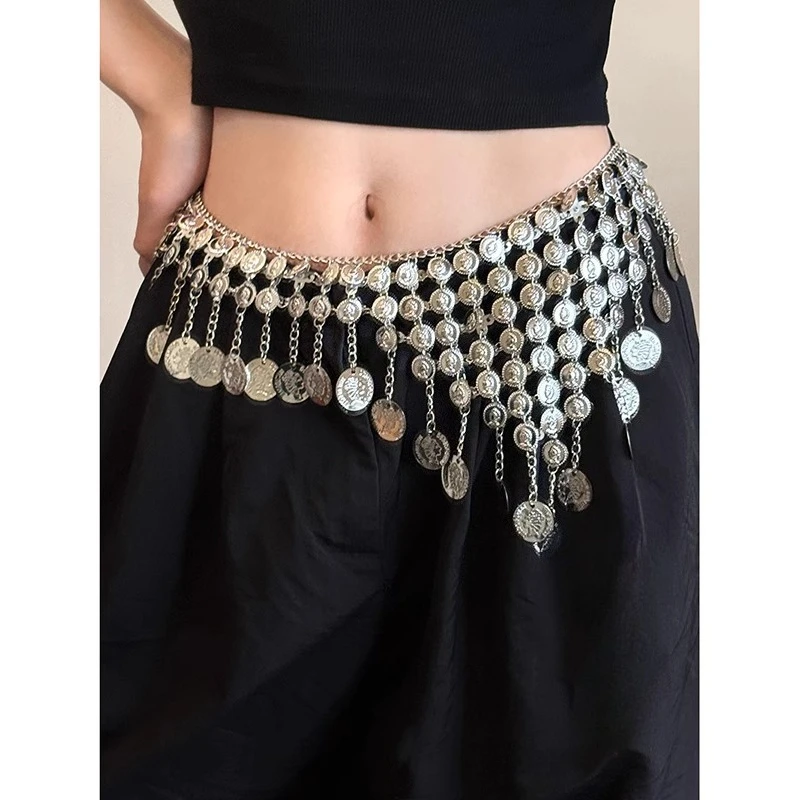 Bohemian Exotic Ethnic Belly Dance Fringe เอวเข็มขัดผู้หญิง Niche Elegant สาวร้อนเสื้อผ้าอุปกรณ์เสริม Bohe