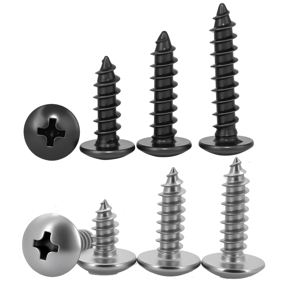 M3-M6 Phillips Recessed Truss Head Self-tapping Screw 304 Stainless Steel Carbon Steel Round Head Truss Mushroom Screw Furniture