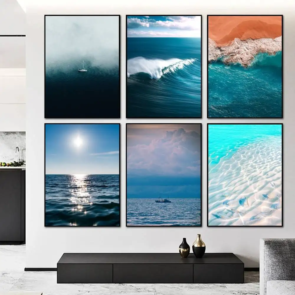 Beach Ocean wave  Poster and Prints Wall Art Pictures for Modern Bedroom Game Room Home Decor