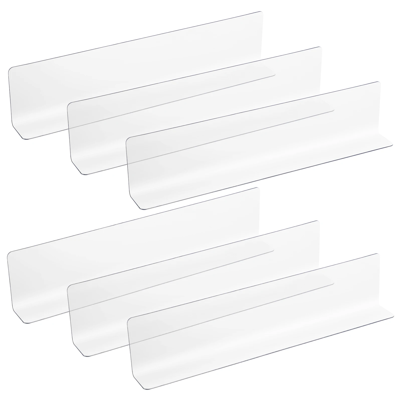

6pcs L-shaped Shelf Dividers 28cmx6cm Clear Plastic Isolation Boards for Supermarket Wardrobe Closet Organizer Storage