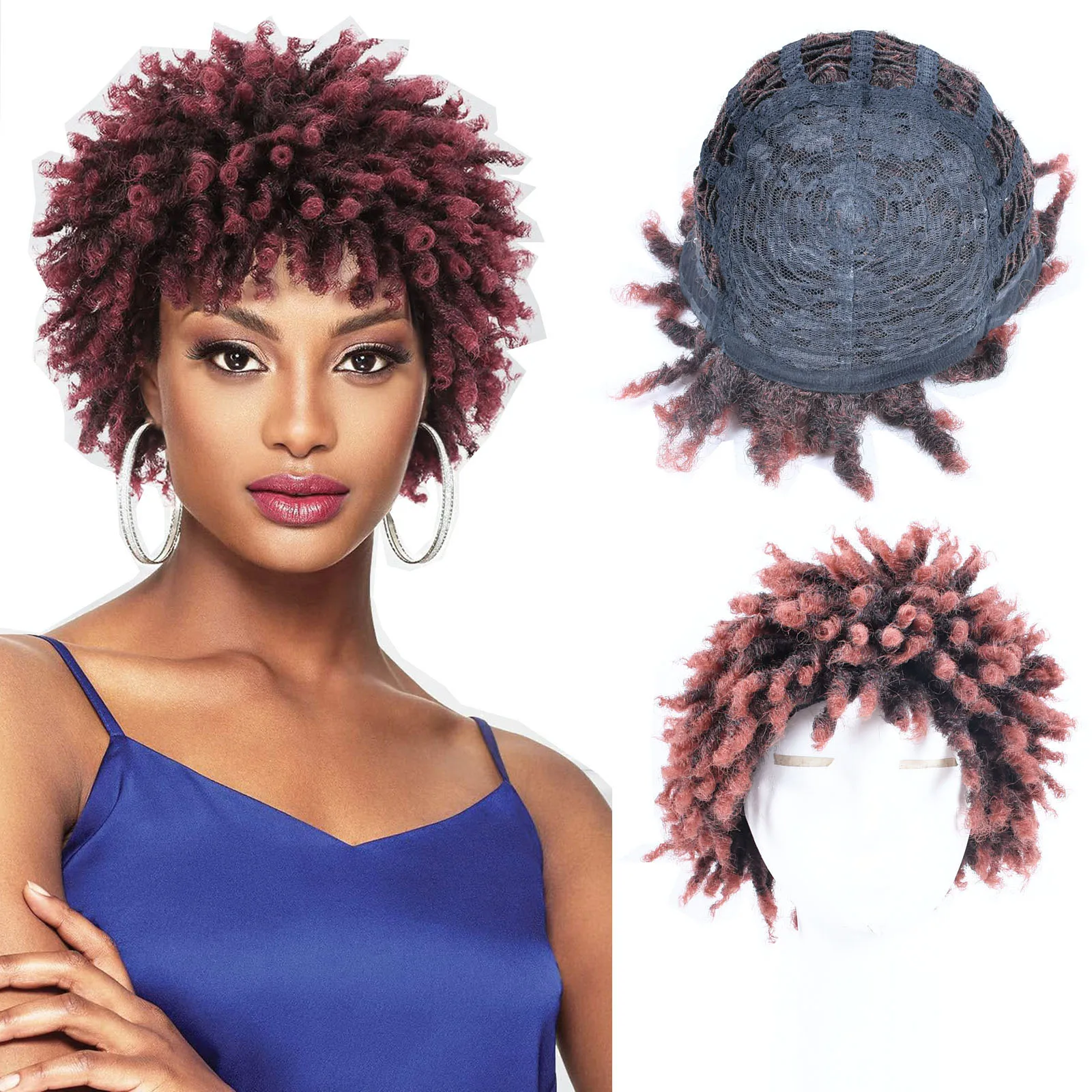 

Zolin Wigs Short Afro Locs Curly Wig Faux Locs Twist Braided Dreads Unisex Synthetic Heat Resistant Realistic Natural Style