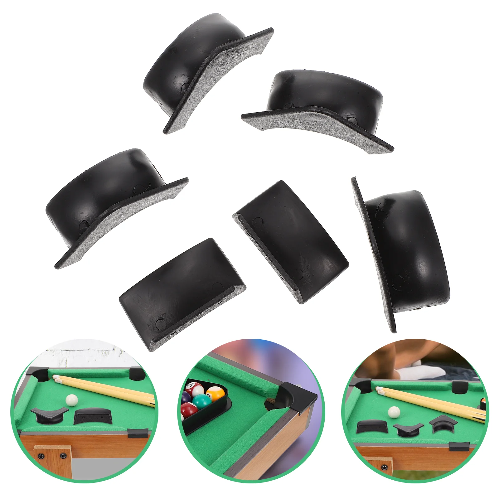 

2 Sets Billiard Accessories Hole Liners Ball Table Middle Mats Black Corner Side Child