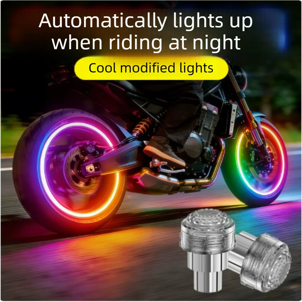 2PCS Car Tire Valve Night Lights Motorcycle Rim Light RGB Wheel Lamp Tire Valve Decoration Universal For Car Moto Accessories