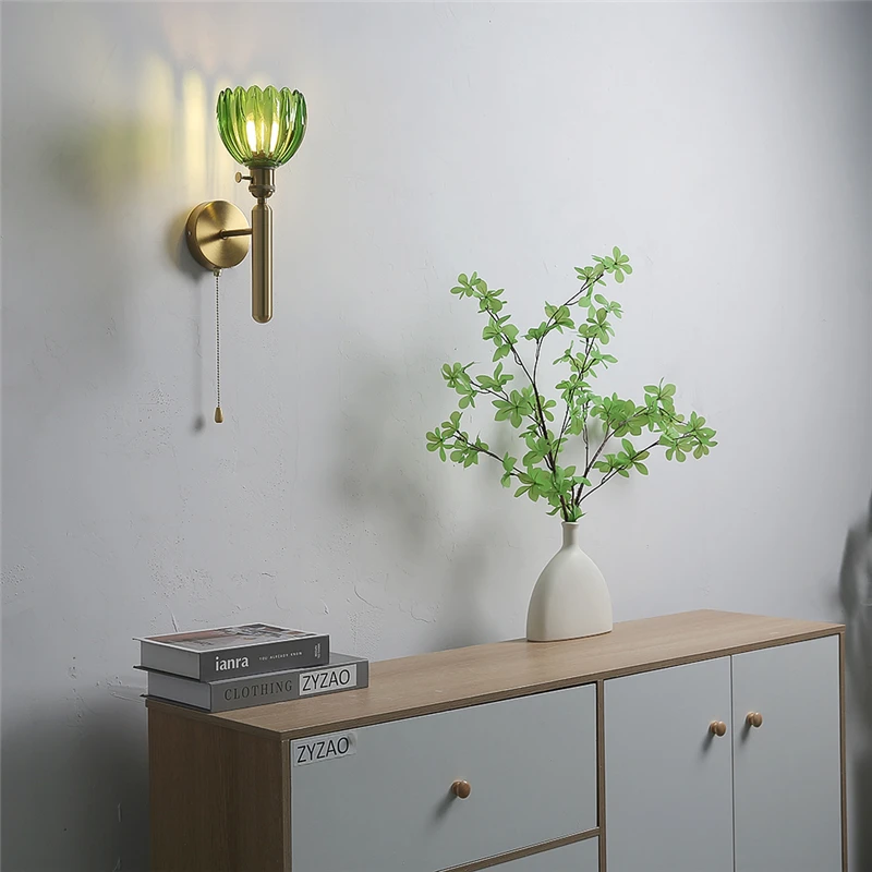 الشمال اللون الزجاج الجدار ضوء أضواء غرفة النوم الحديثة LED الزهور مصابيح الحائط لغرفة الطعام السرير تركيبات الإضاءة الزخرفية