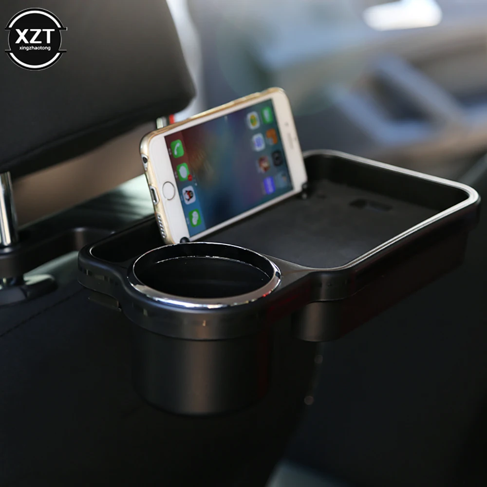 Car Headrest Drink Holder Stand Foldable Rear Seat Table Tray Organizer Car Folding Table Auto Drink Food Cup for Car Interior