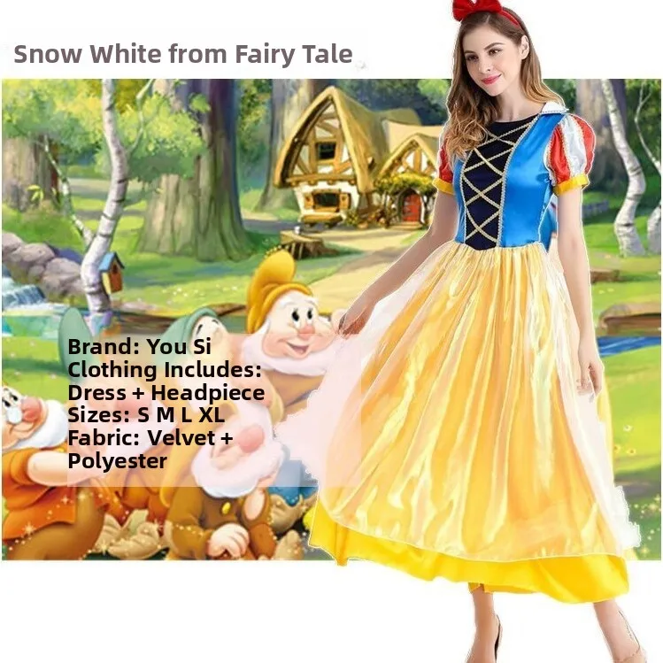 Adult plus Size loween Costume Snow White Dr with Cloak Women's Faion Stage Performance Cosplay Outfit Polyester Mate...