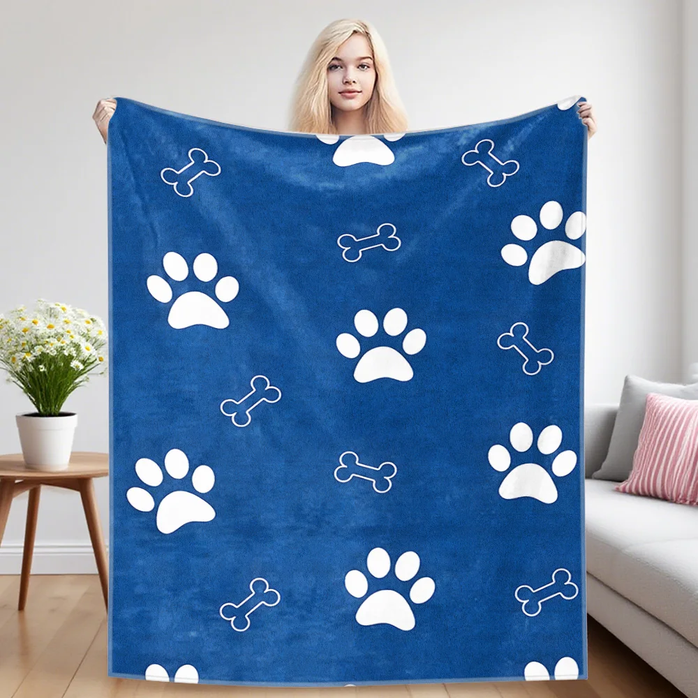 Dog Motifs Flannel Luxury Blanket, Lightweight And Comfortable Woolen Blanket, Ultra-Fine Fiber