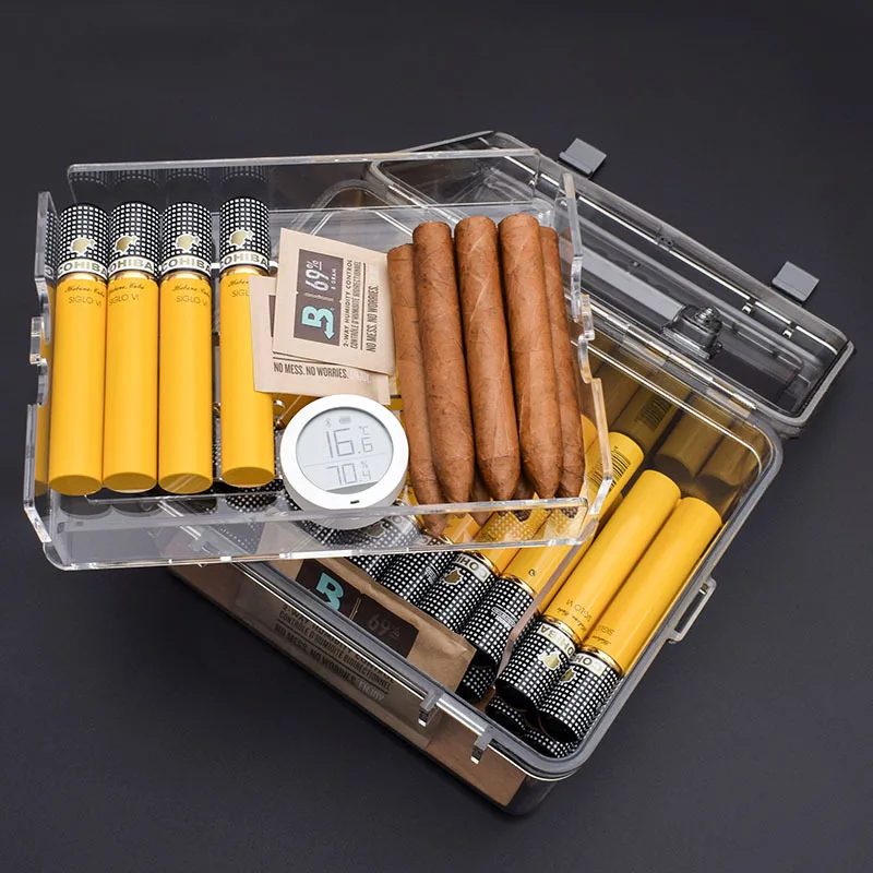 Cigar Humidor Box Humidor Sealed High-Capacity Portable Humidor Cigar Case Storage Spanish Cedar Wood Acrylic Cigar Tool