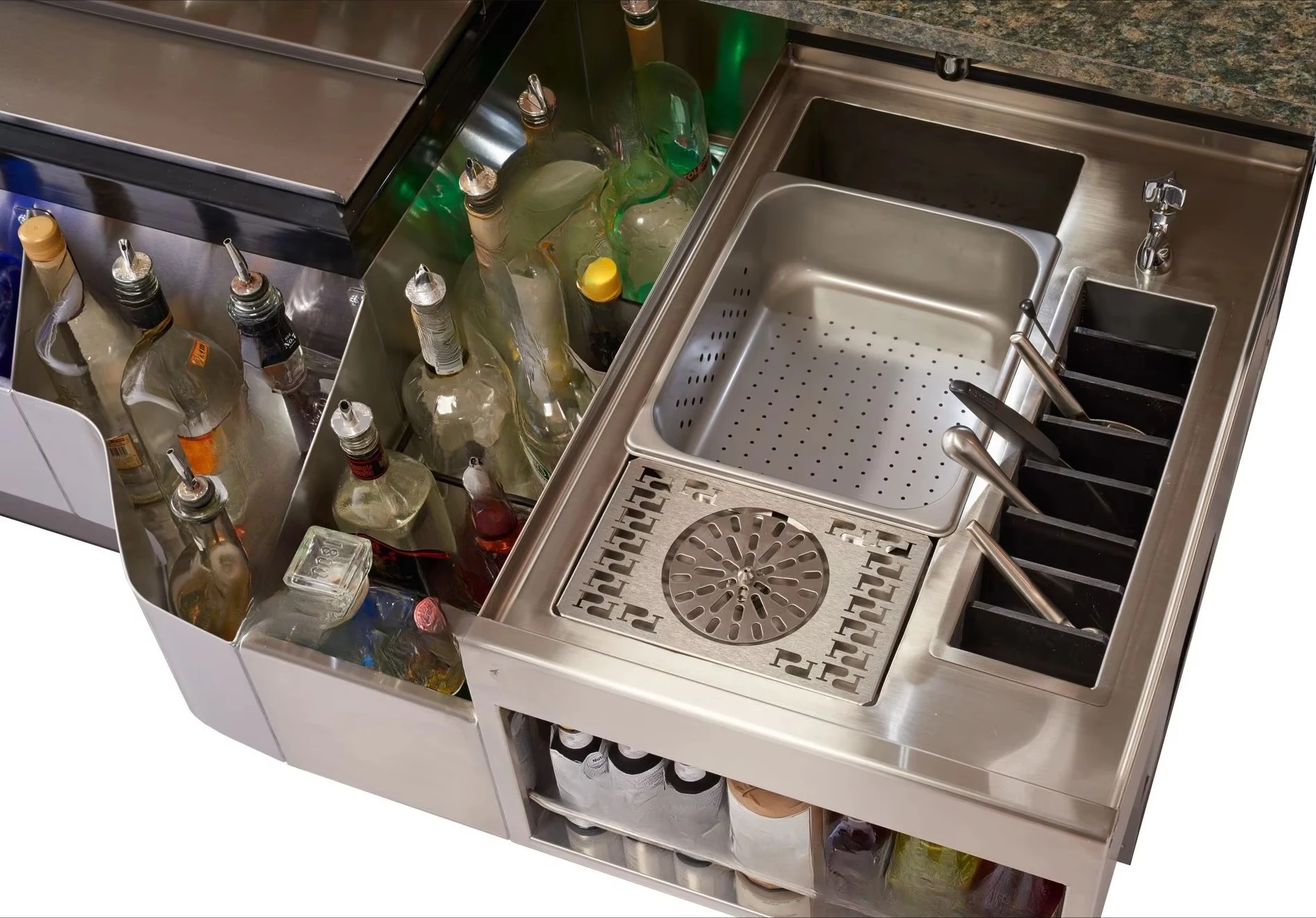 Beverage Service bar Station Commercial PTE68-A Stainless Steel Portable Movable Cocktail Station