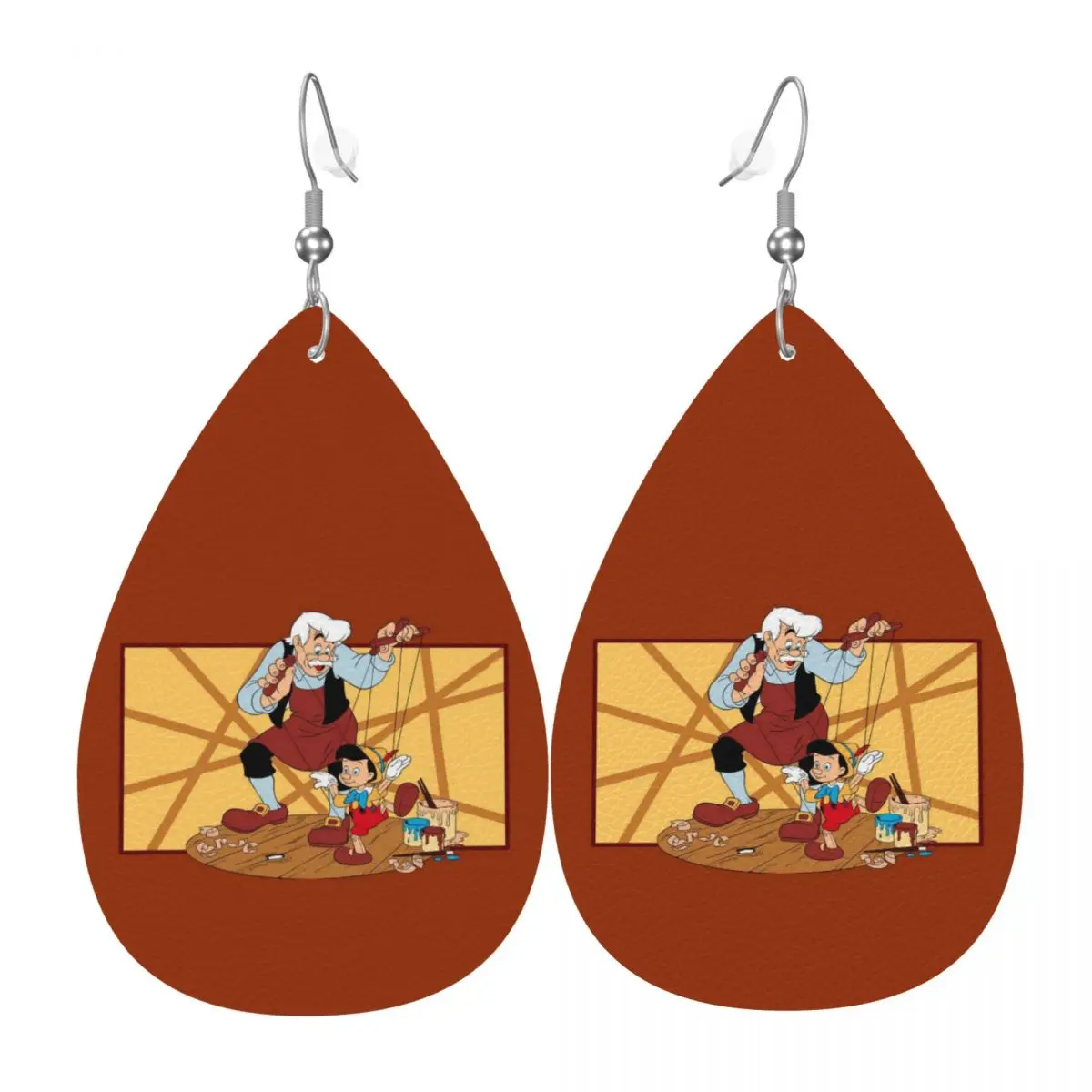 

Custom Drop Dangle Earrings Cartoon Pinocchio Leather Teardrop Earrings PVC Leather for Gifts Dainty Jewelry