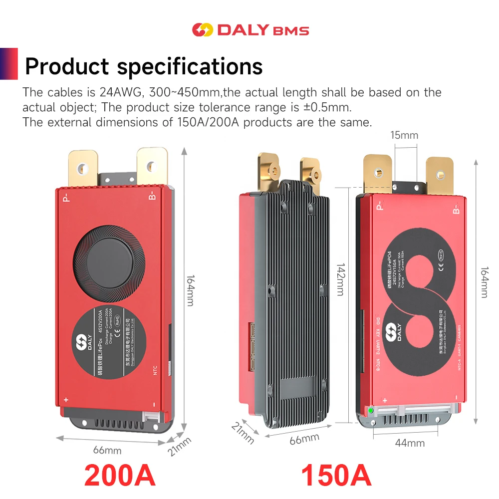Daly Smart BMS 40-500A BT APP UART 3S 4S 6S 7S 8S 10S 12S 13S 14S 15S 16S 17S 20S 24S Li-ion LiFePo4 LTO 12V 24V 36V 48V 60V 72V — zdjęcie produktu 3