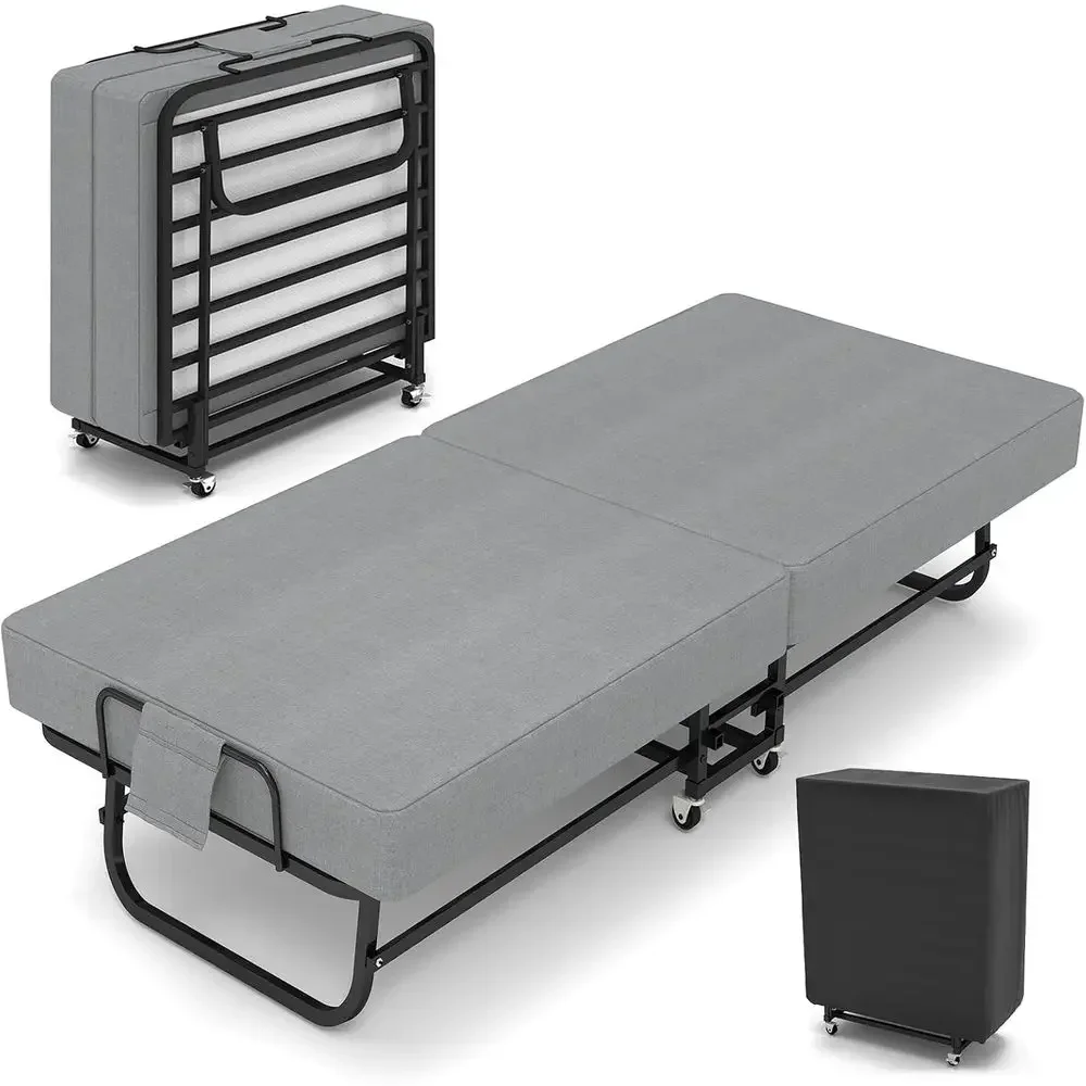 

Portable Folding Guest Bed with Memory Foam Mattress, Metal Frame, Space-Saving Storage, 75 x 31 | Adult Use