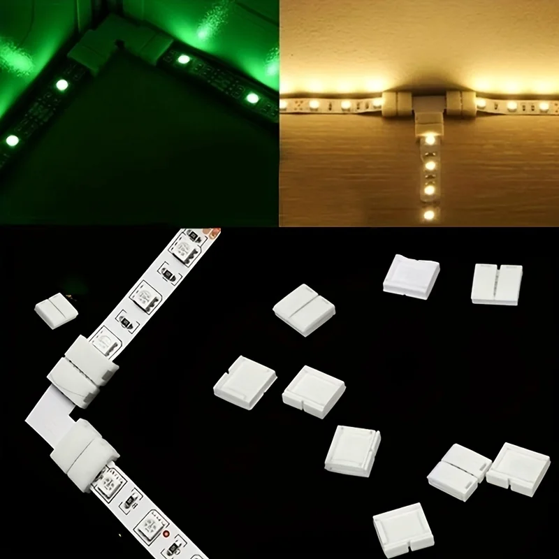 LED Corner RGB Connector 10mm 4pin L Shape IP20 LED Light Strip Solderless 90 Degree Right Angle for 5050 3528 Tape Light