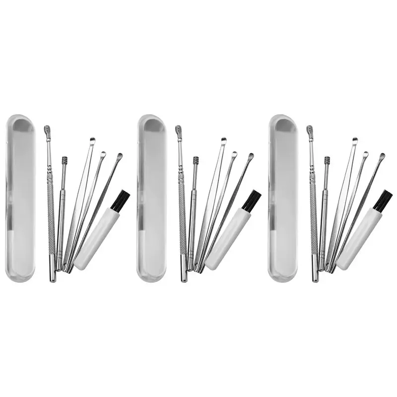 

ABKW-18 шт. набор ушных щипцов из нержавеющей стали, средство для удаления кюретки ушной серы, ложка для чистки ушей, спиральный инструмент для чистки ушей с футляром