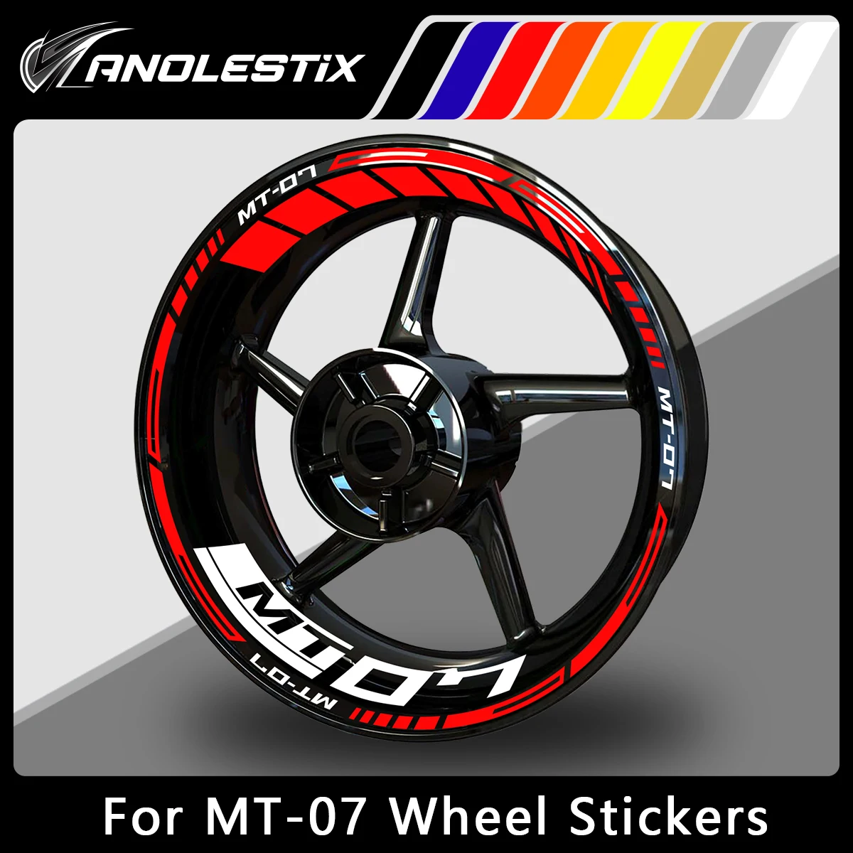 AnoleStix Reflective Motorcycle Wheel Sticker Hub Decal Rim Stripe Tape For YAMAHA MT-07 MT07