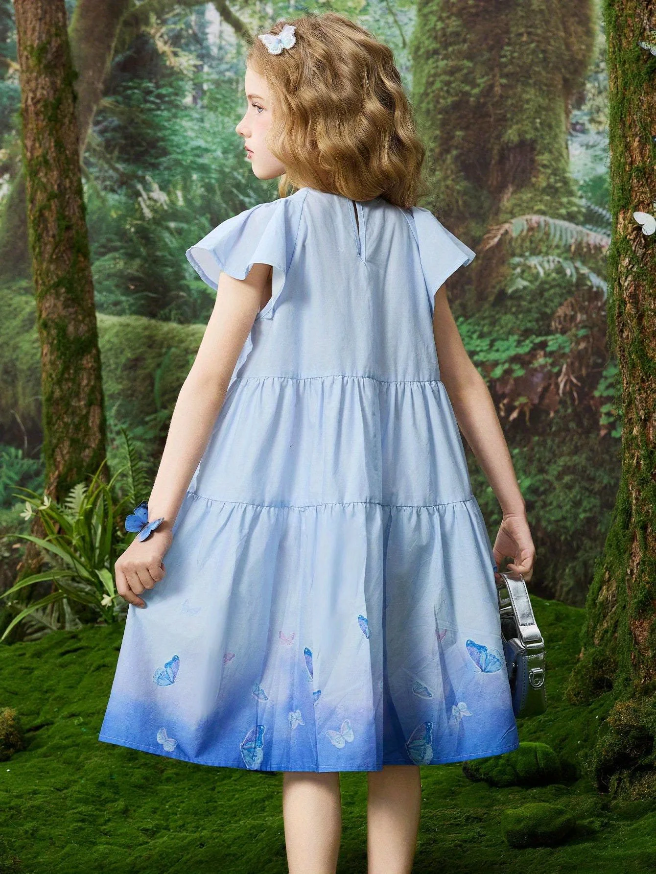 فستان الأميرة الصيفي بأكمام طائرة صغيرة من Tween Girls، تغيير تدريجي على شكل فراشة #2